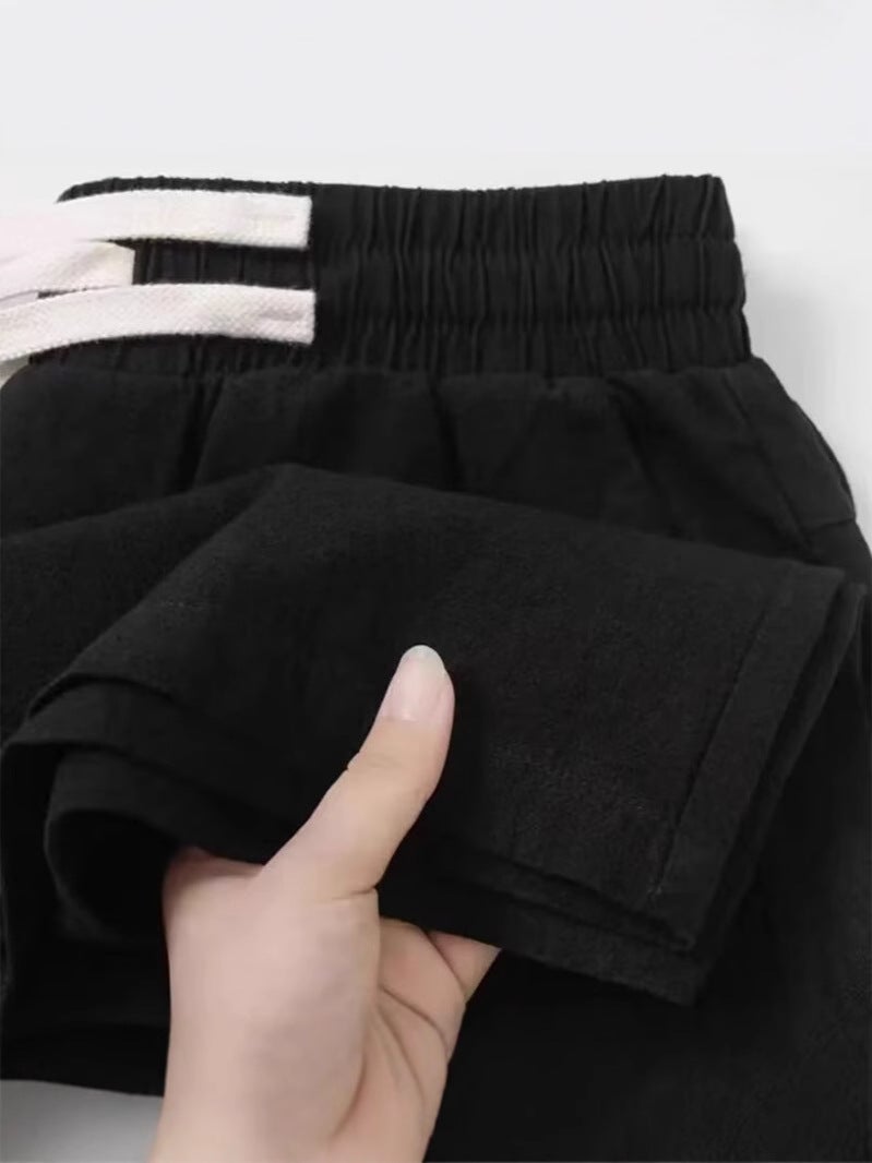 سروال لينين للرجال 2025 صيفي رقيق من القطن واللينين، سروال راميه قماش غير رسمي، سروال فضفاض مستقيم طويل - Image 3